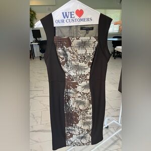 Carmen Marc Valvo Brown and Silver Midi Dress